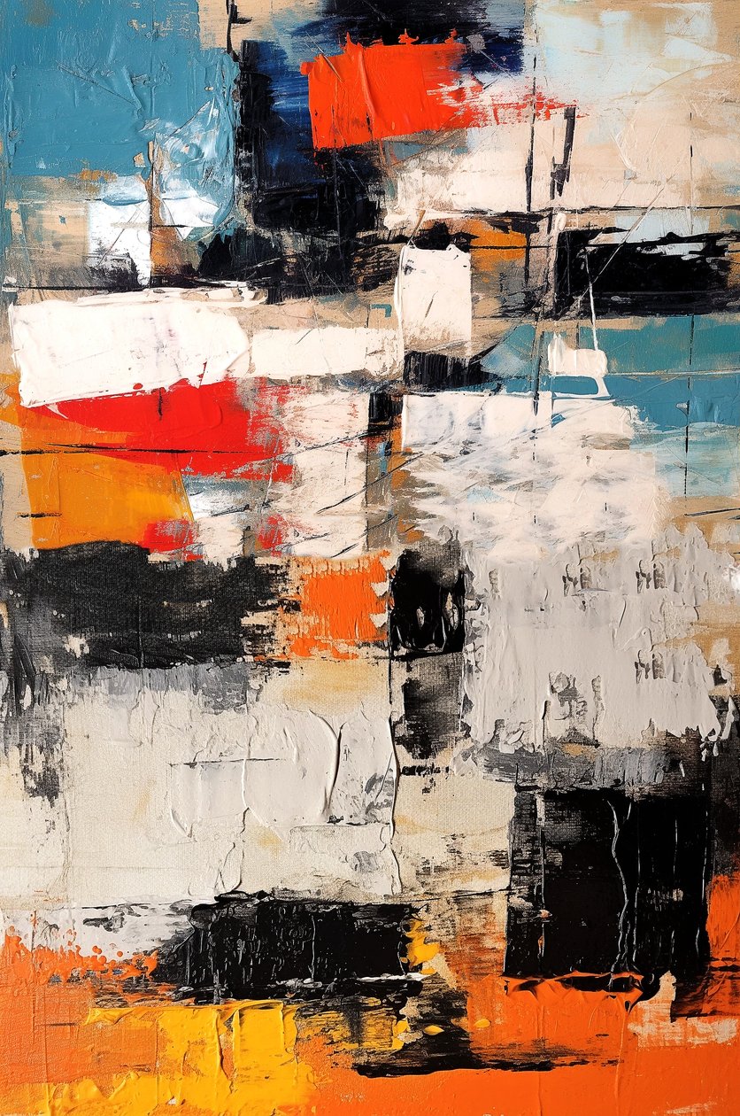 Verticale moderne abstracte schilderij voor woonkamer, posterafdrukken te koop door F. Abderrahim