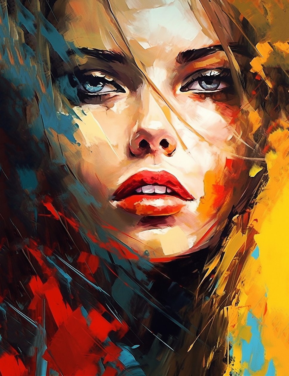 Vrouwenportret impressionistisch olieverfschilderij door F. Abderrahim