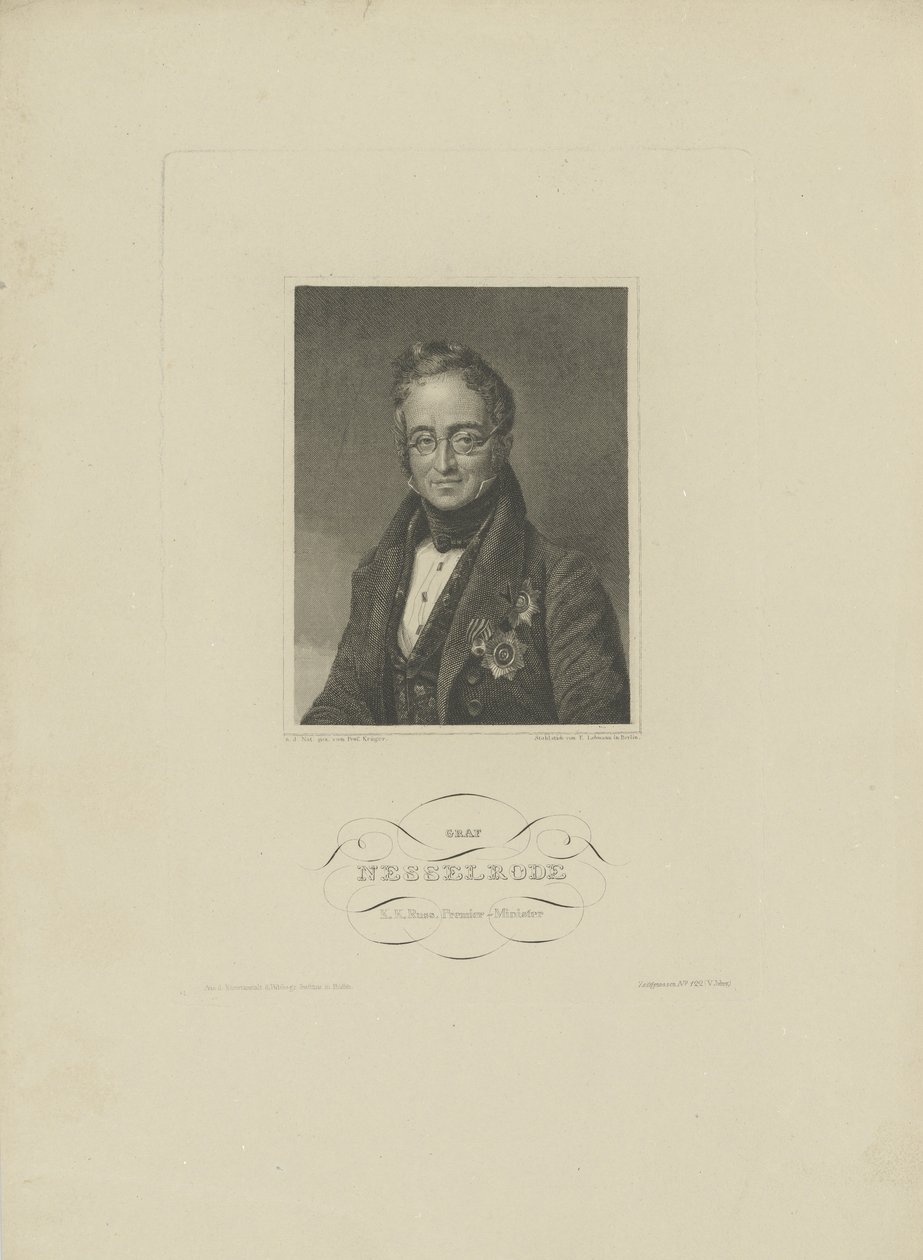 Portret van Graaf Karl Robert Nesselrode door F. L. Lehmann
