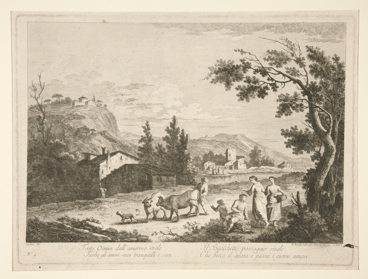 Landschap met ruïnes, uit een serie van 4 door Fabio Berardi