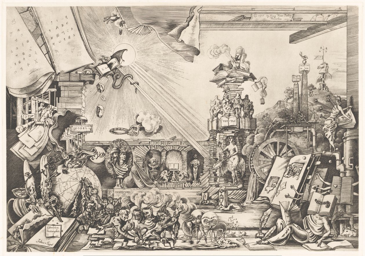 Surrealistische voorstelling door Fabius von Gugel (signed by artist)