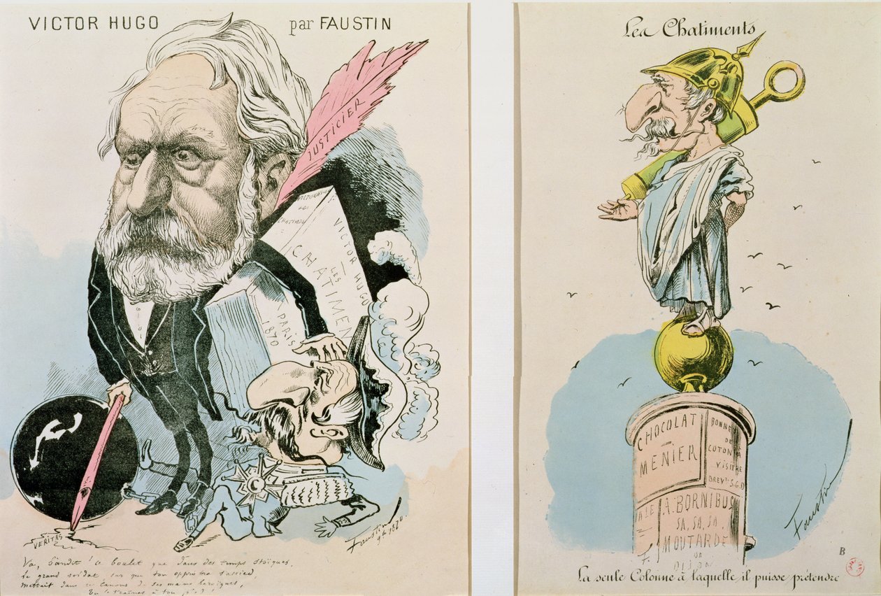 Karikaturen van Victor Hugo (1802-85) en Napoleon III (1809-73) 1870 door Faustin