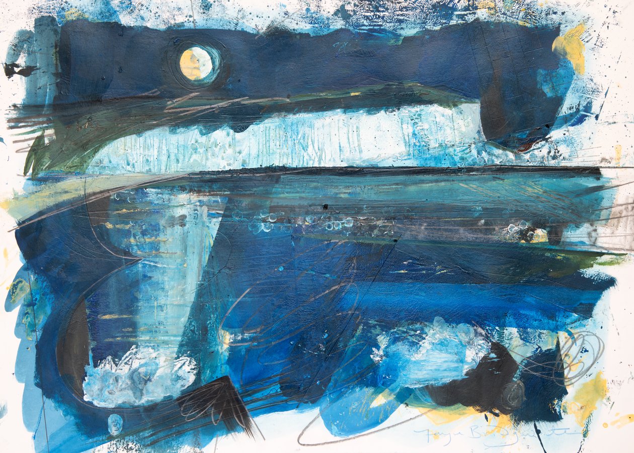 Maanlicht, 2020 (acryl op papier) door Faye Bridgwater