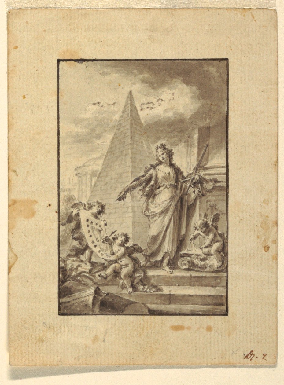 Tekening, ontwerp voor een illustratie: "Architectuur", 1760-89 door Fedele Fischetti