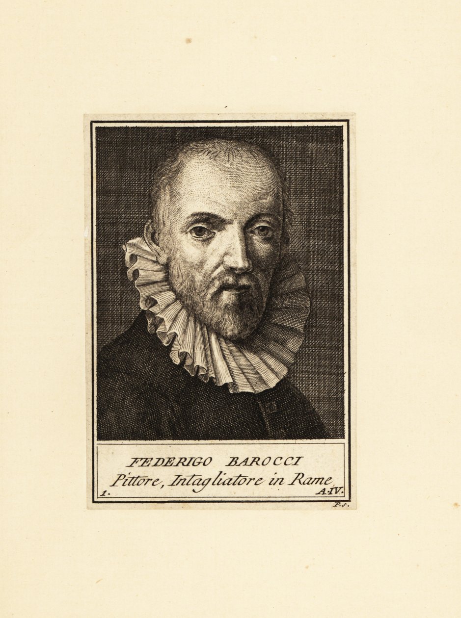 Portret van Federico Barocci (circa 1535-1612), Italiaanse Renaissance schilder en prentmaker door Federico Fiori (after) Barocci or Baroccio