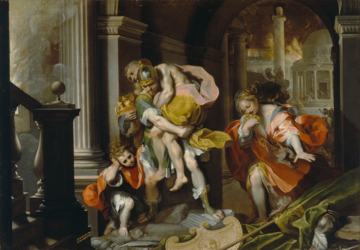 Aeneas en Anchises ontsnappen uit Troje, ca. 1587 door Federico Fiori Barocci or Baroccio