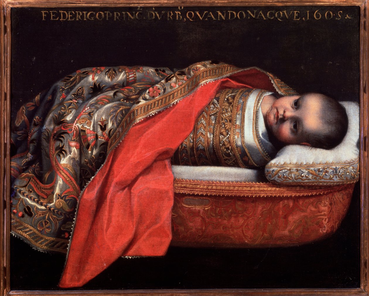 Portret van Federico Ubaldo della Rovere, hertog van Urbino (infant) door Federico Fiori Barocci or Baroccio