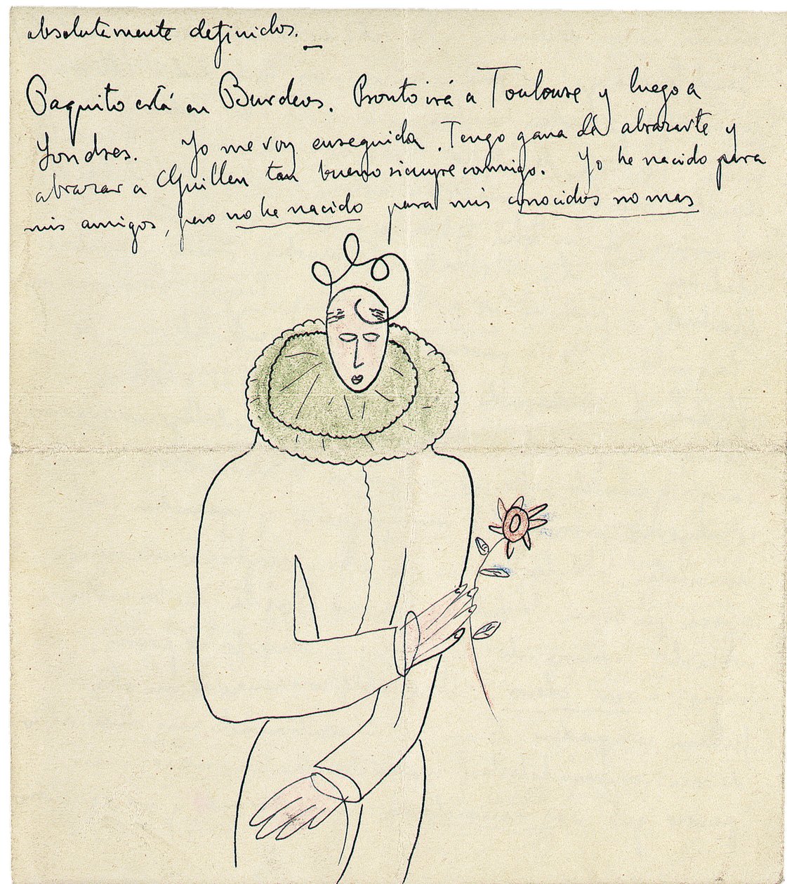 Autograaf brief aan Melchor Fernandez Alamgro, Granada, eind januari 1926 door Federico Garcia Lorca