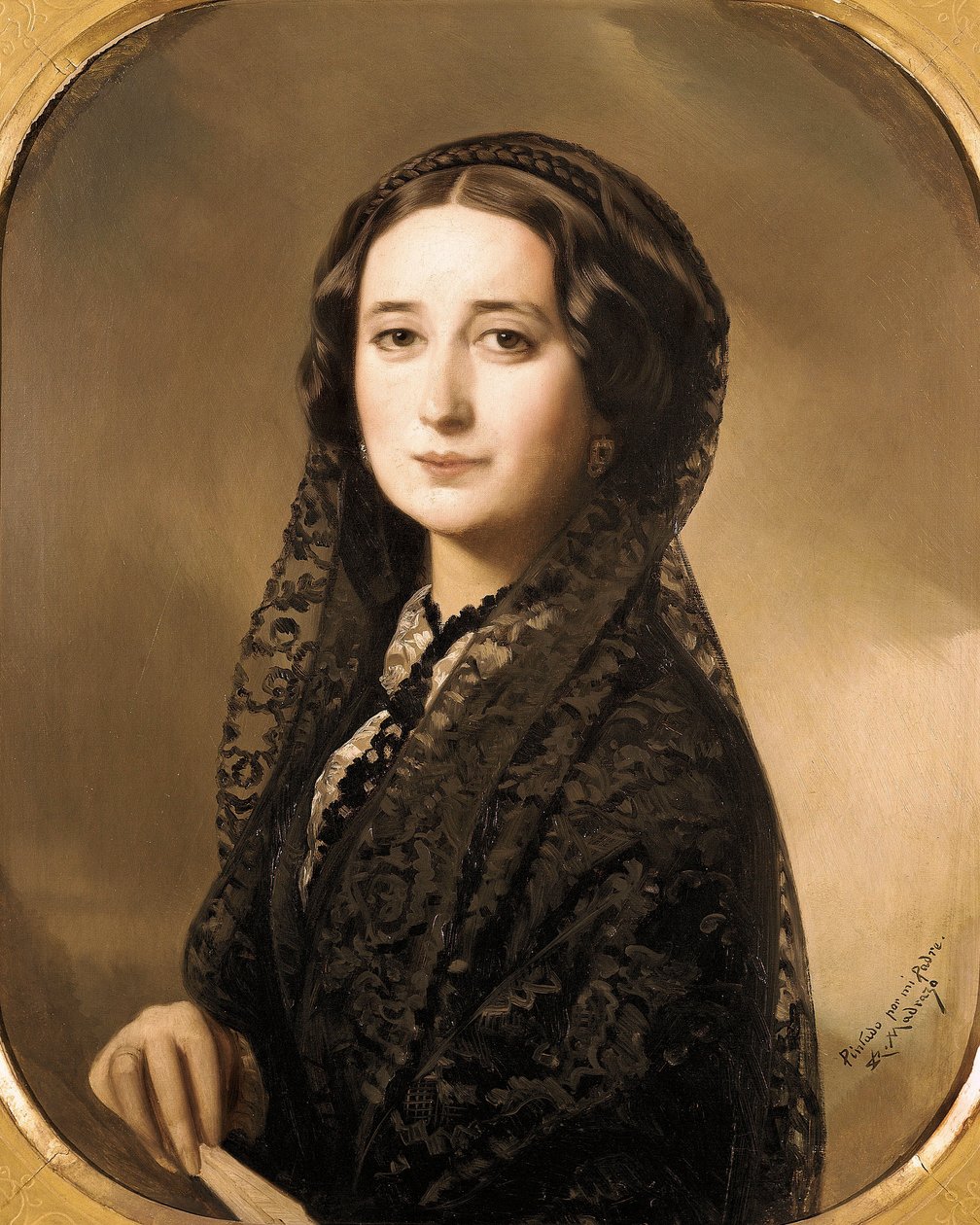 Portret van de Spaanse dichter Carolina Coronado door Federico de Madrazo y Kuntz
