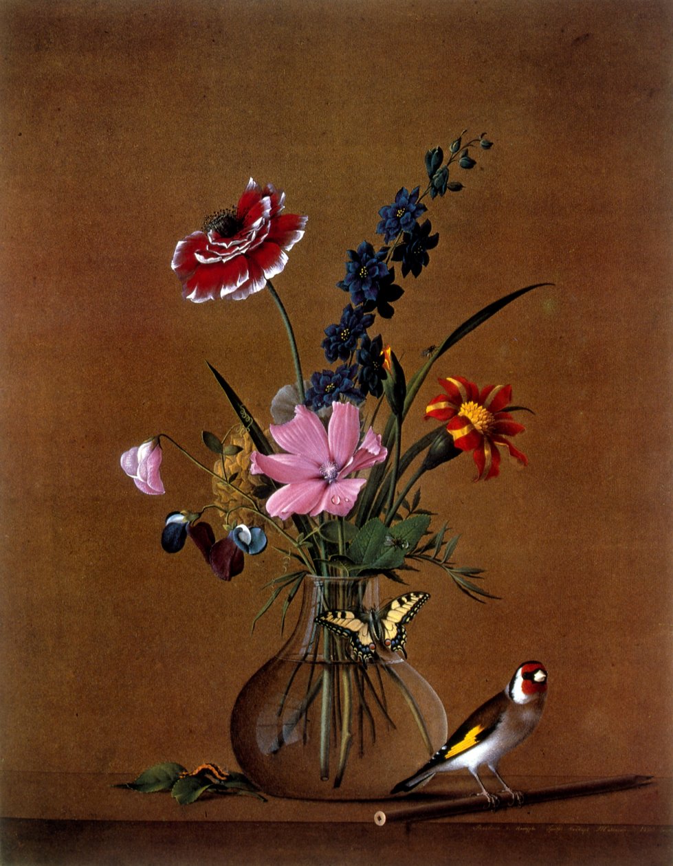 Boeket bloemen met een vlinder door Fedor Petrovich Tolstoy