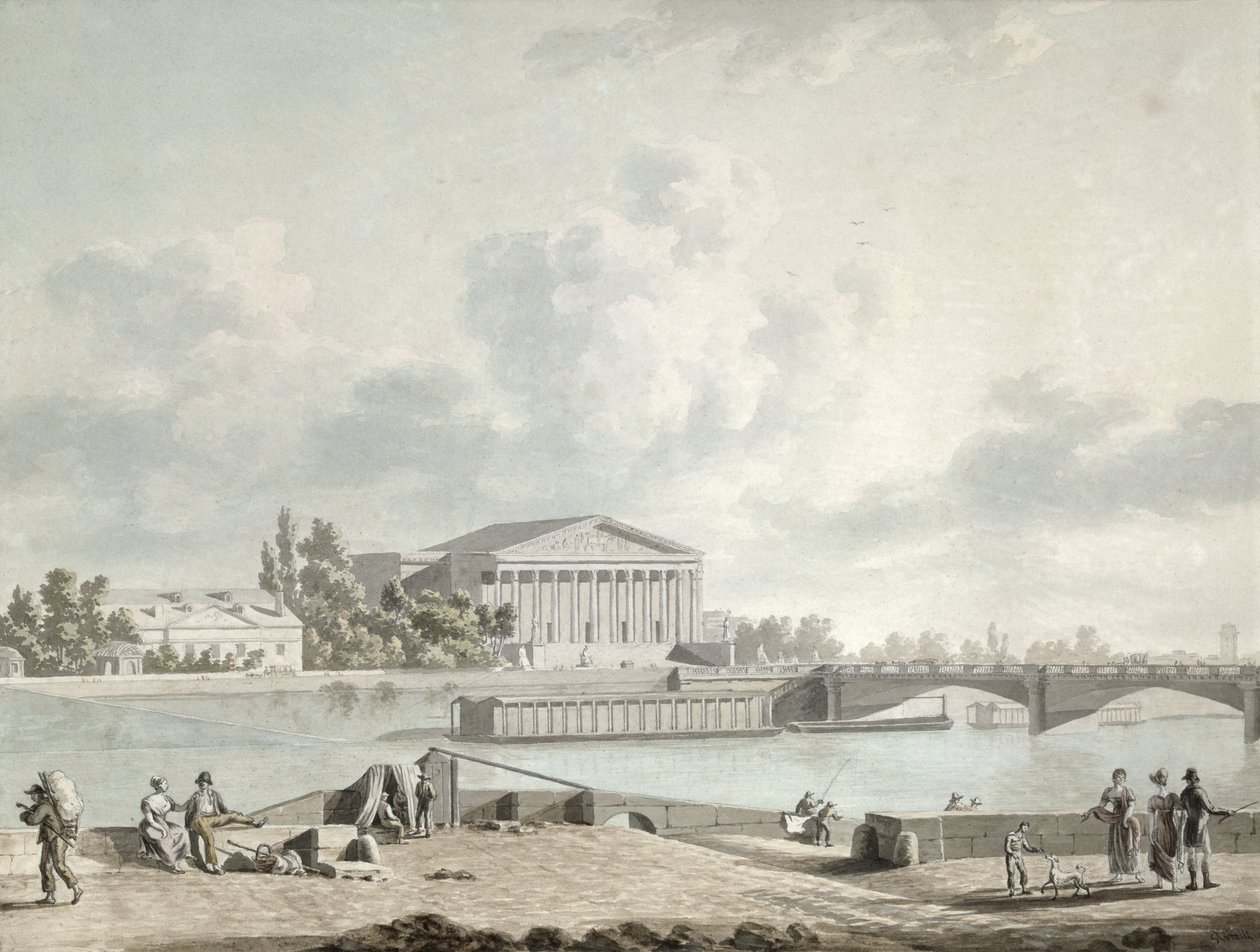 De Pont de la Concorde en de gevel van het Corps Legislatif, ca. 1809 door Felice Marie Ferdinand Storelli