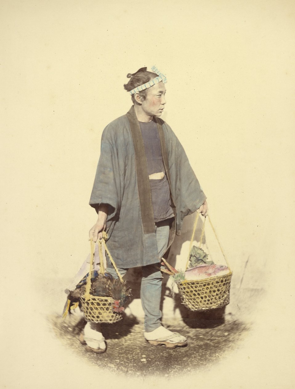 Japanse kok, terugkerend van de markt door Felice Beato
