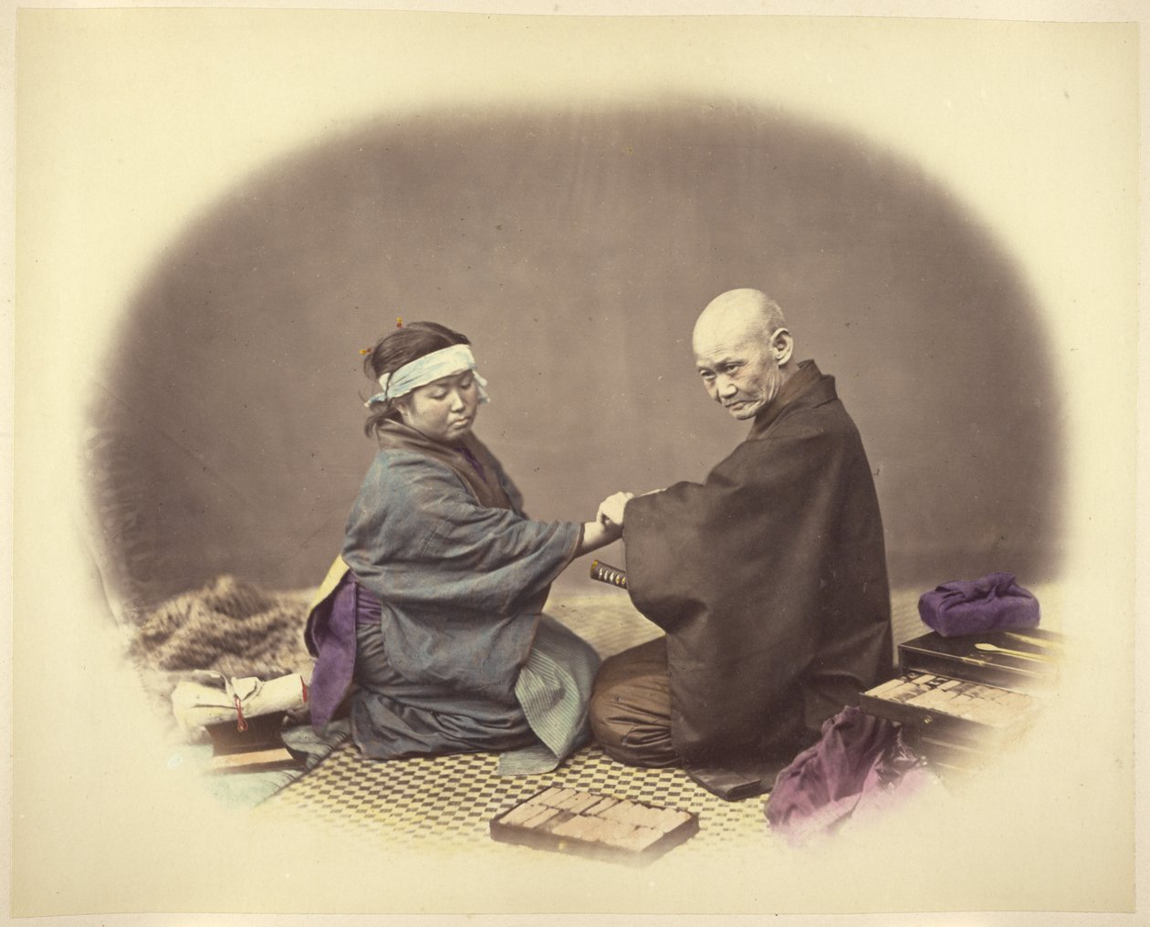 Japanse arts en patiënt door Felice Beato