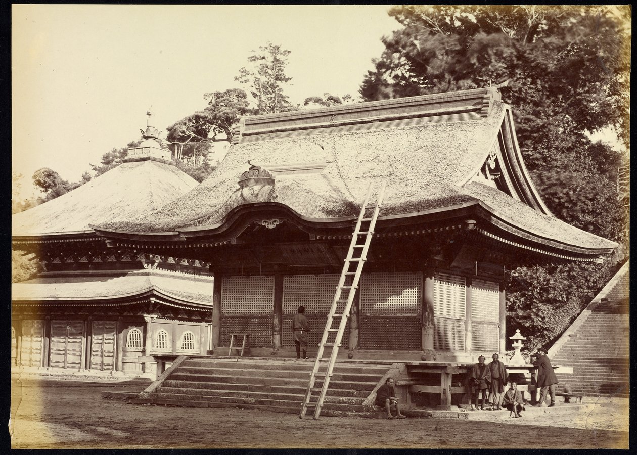 Kamakura, de Hachiman-tempel door Felice Beato