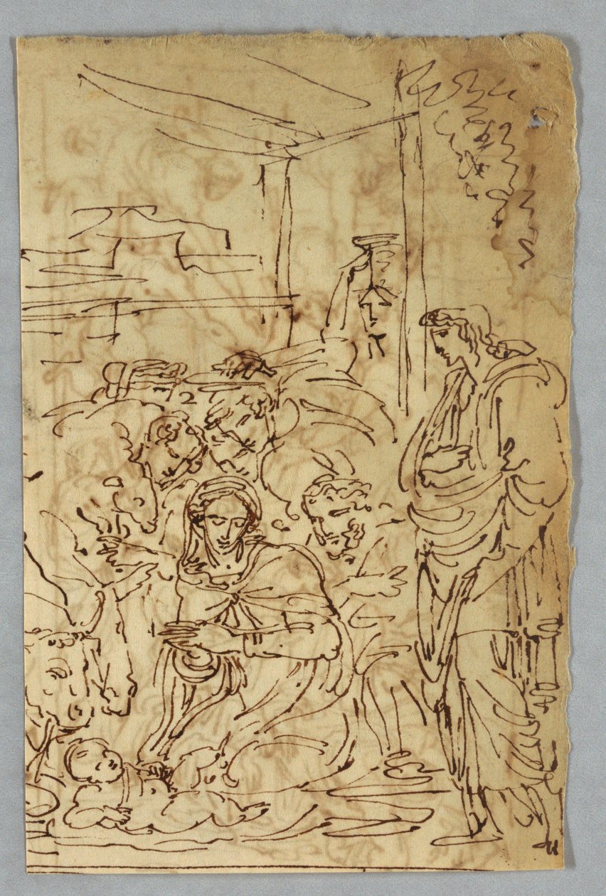 Aanbidding van de Herders; Aartsengel St. Michael naar Raphael; St. Margarite naar Raphael; Aloof de Wignancourt door Caravaggio; Putti; Studie van de Zondvloed; Verso: Dispositie naar Volterra; St. Cecilia naar Raphael; Deel van Huwelijk van Hendrik IV... door Felice Giani