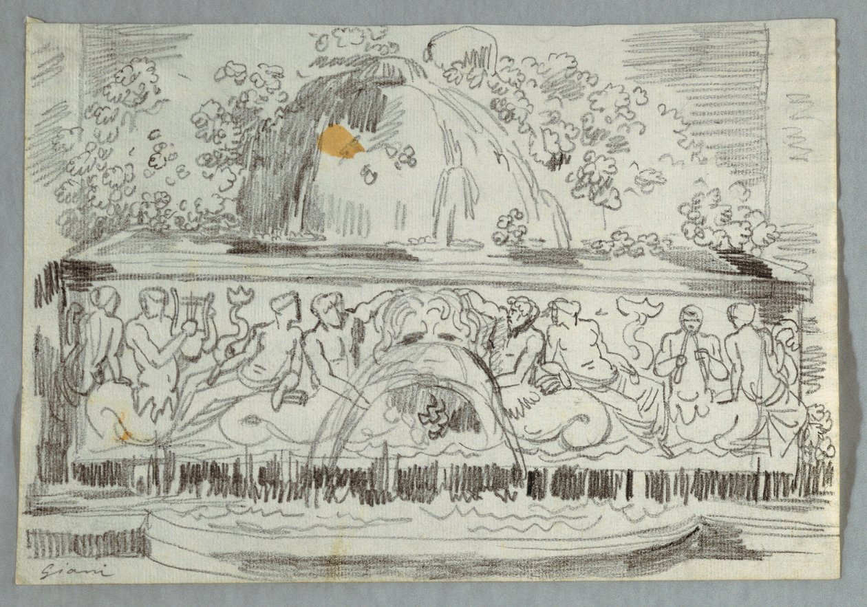 Ontwerp voor Fontein met Triton door Felice Giani