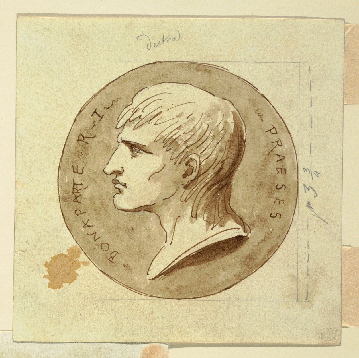 Tekening, Een medaille van Napoleon Bonaparte als president van de Italiaanse Republiek, verso; Hebe geeft onsterfelijkheid aan Hercules