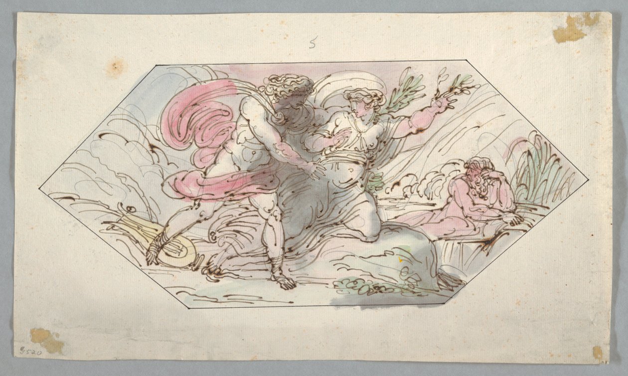 Tekening, Apollo en Daphne, 1796-98 door Felice Giani