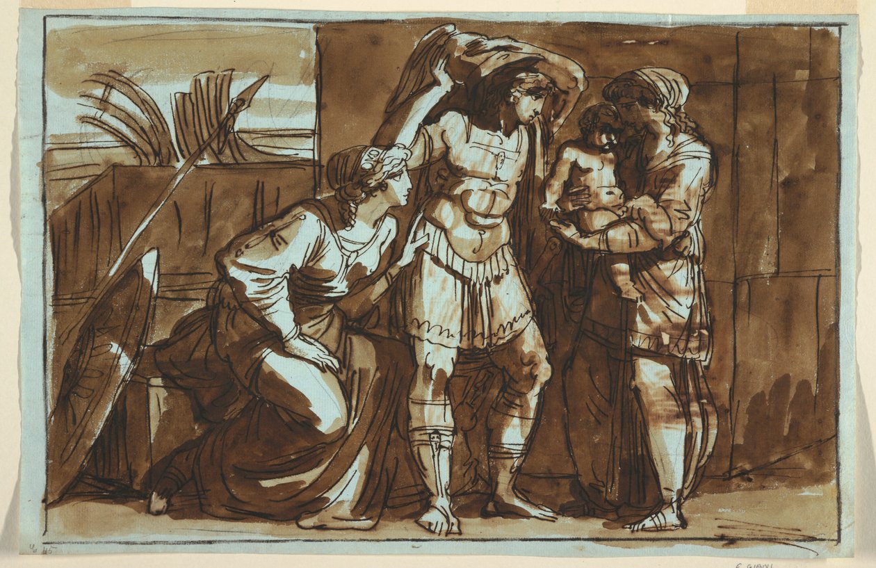 Tekening, Hectors afscheid van Andromache, n.d. door Felice Giani