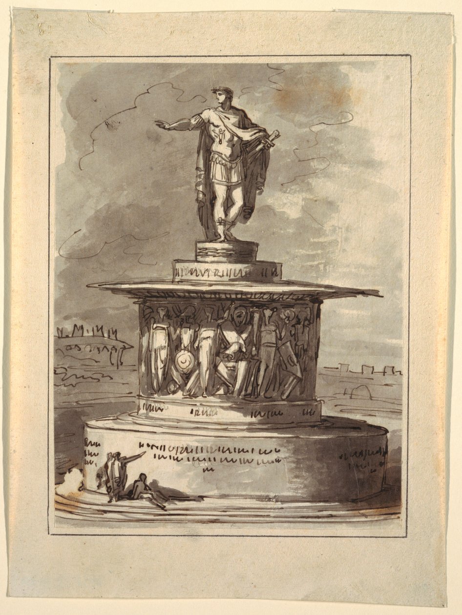 Tekening, Project voor een monument voor Foro Bonaparte, Milaan, 1800, 1810-20 door Felice Giani
