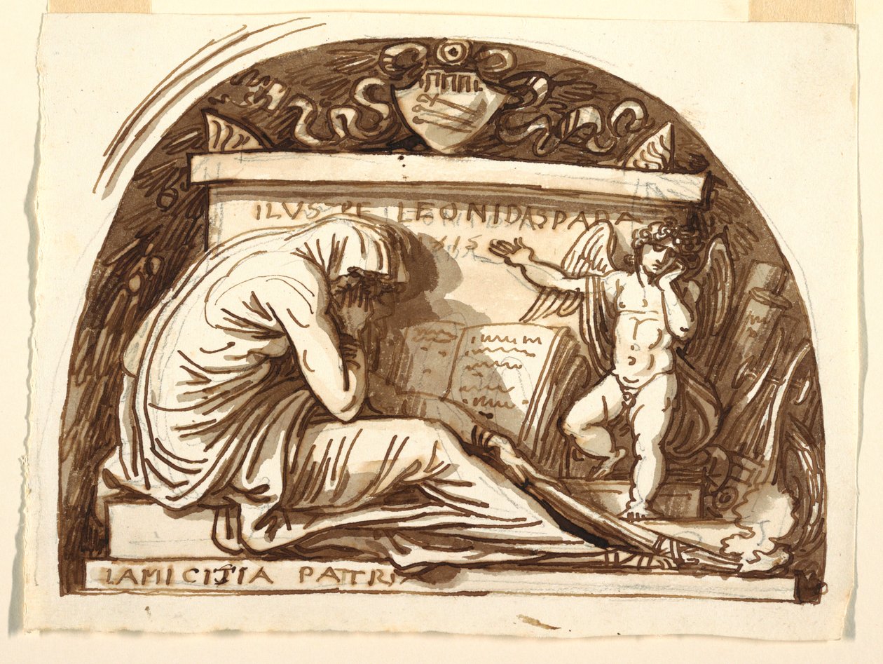 Tekening, Grafmonument voor Leonida Spada, 1815 door Felice Giani