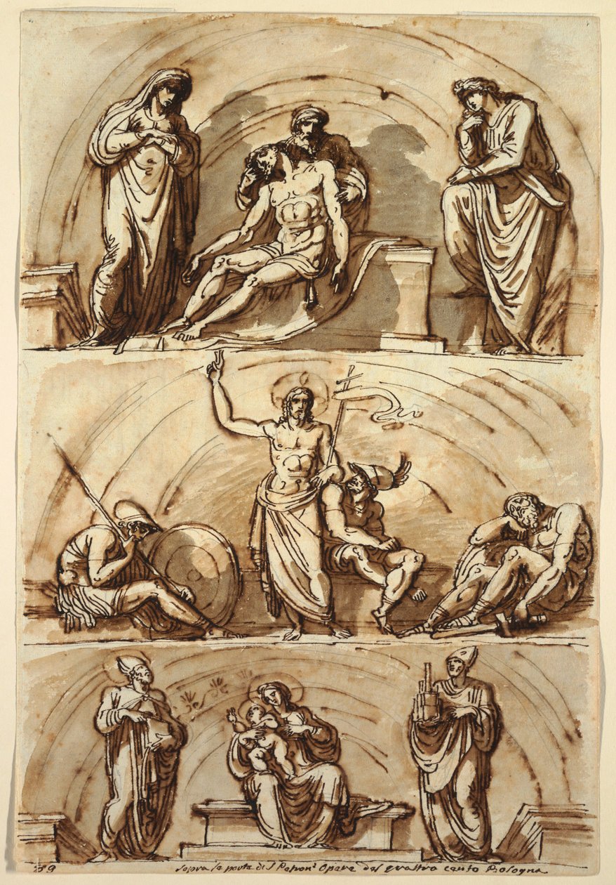 Tekening, Studies naar Lunetten door, 1814 door Felice Giani