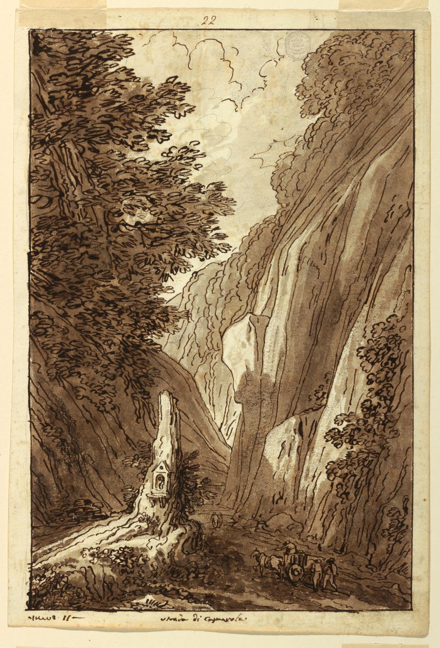 Tekening, De weg naar Caprarola, ca. 1813 door Felice Giani