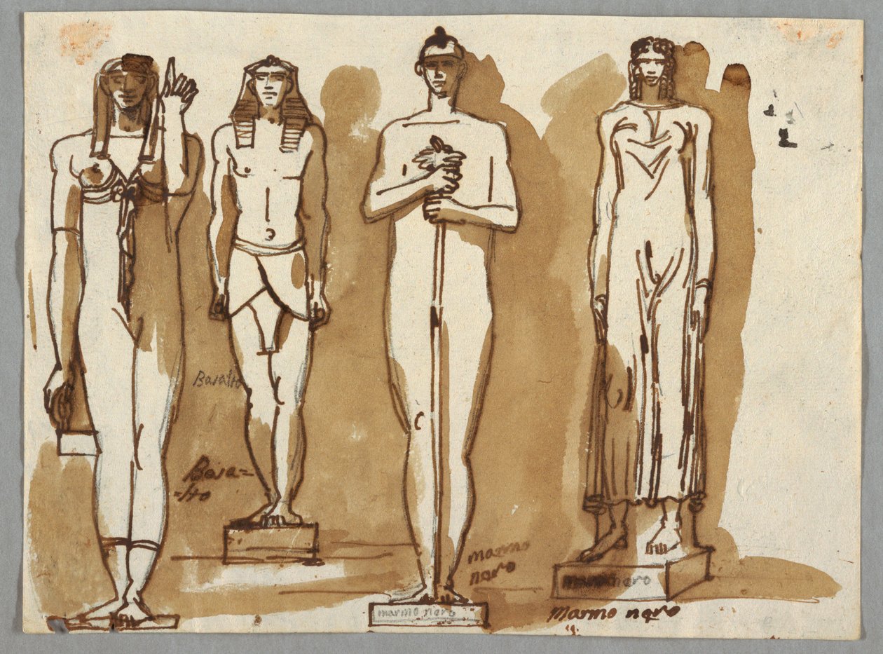 Vier beelden in Egyptische stijl door Felice Giani