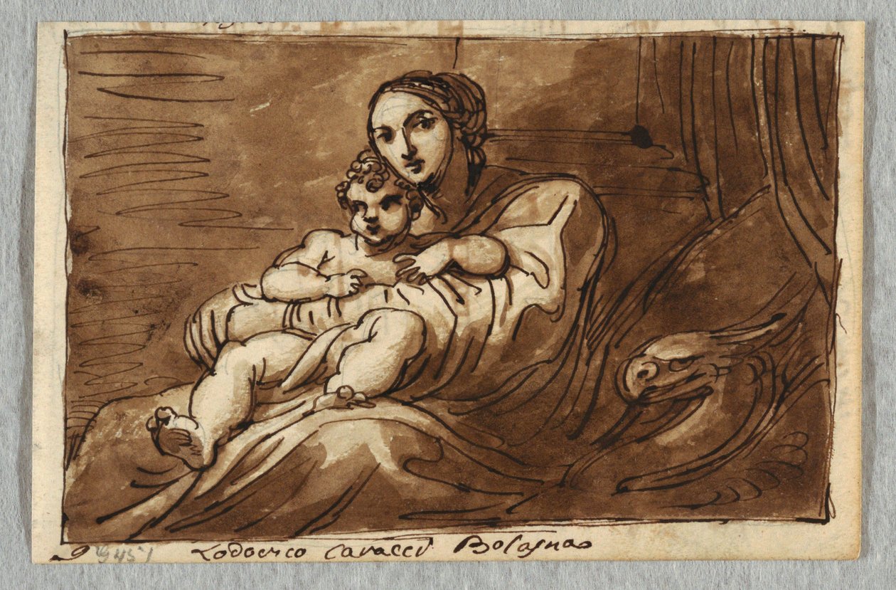Madonna en Kind, Studie naar Lodovico Carracci door Felice Giani