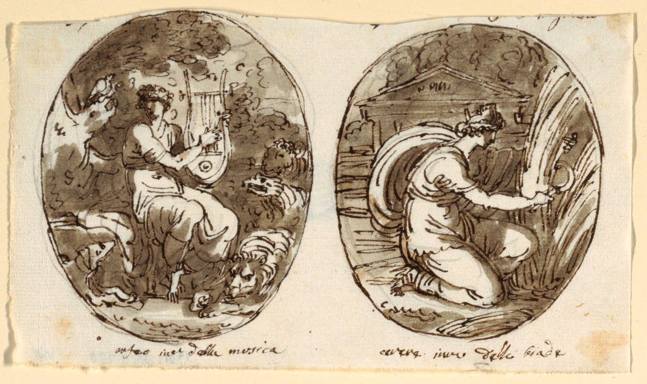 Orpheus, Ceres, ontwerp voor gewelfd plafond, Sala dei Legislatori, Palazzo Conti-Sinibaldi, Faenza door Felice Giani
