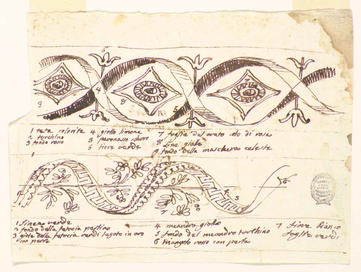 Recto: Twee fries met bloemen Verso: Schets voor een decoratief schilderij door Felice Giani
