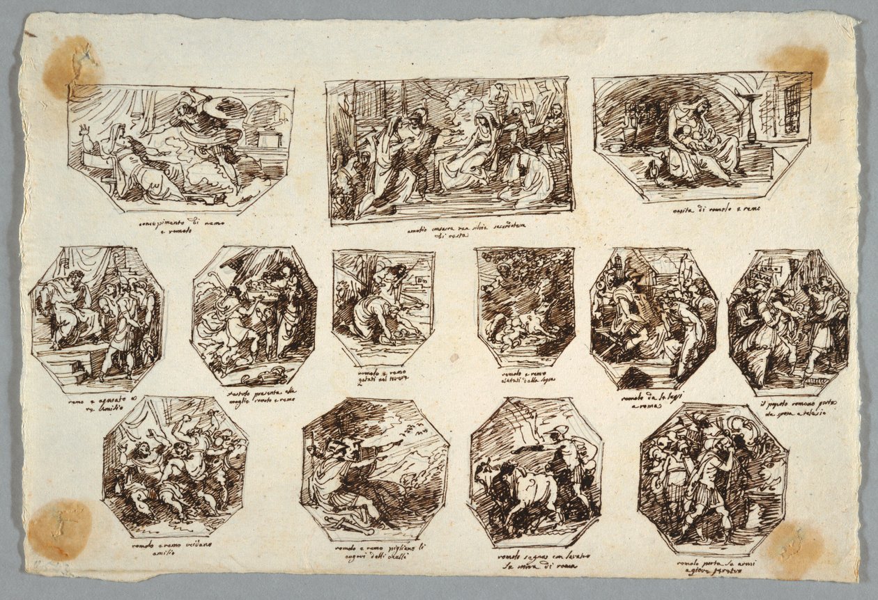 Romulus en Remus, Dertien Schilderijen voor de Sala delle Origini di Roma, Faenza door Felice Giani