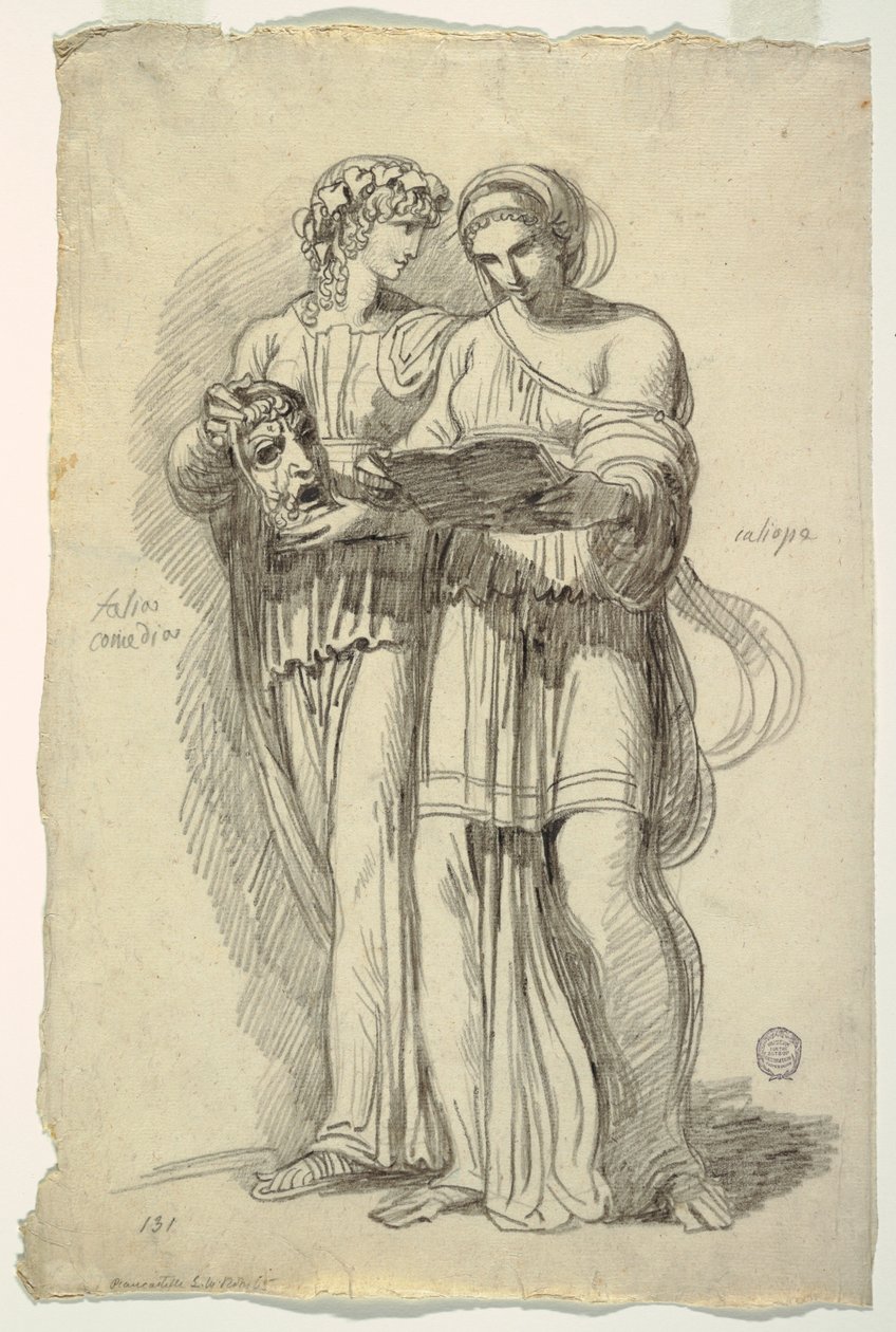 Thalia, Muze van de Komedie en Calliope, Muze van de Epische Poëzie door Felice Giani