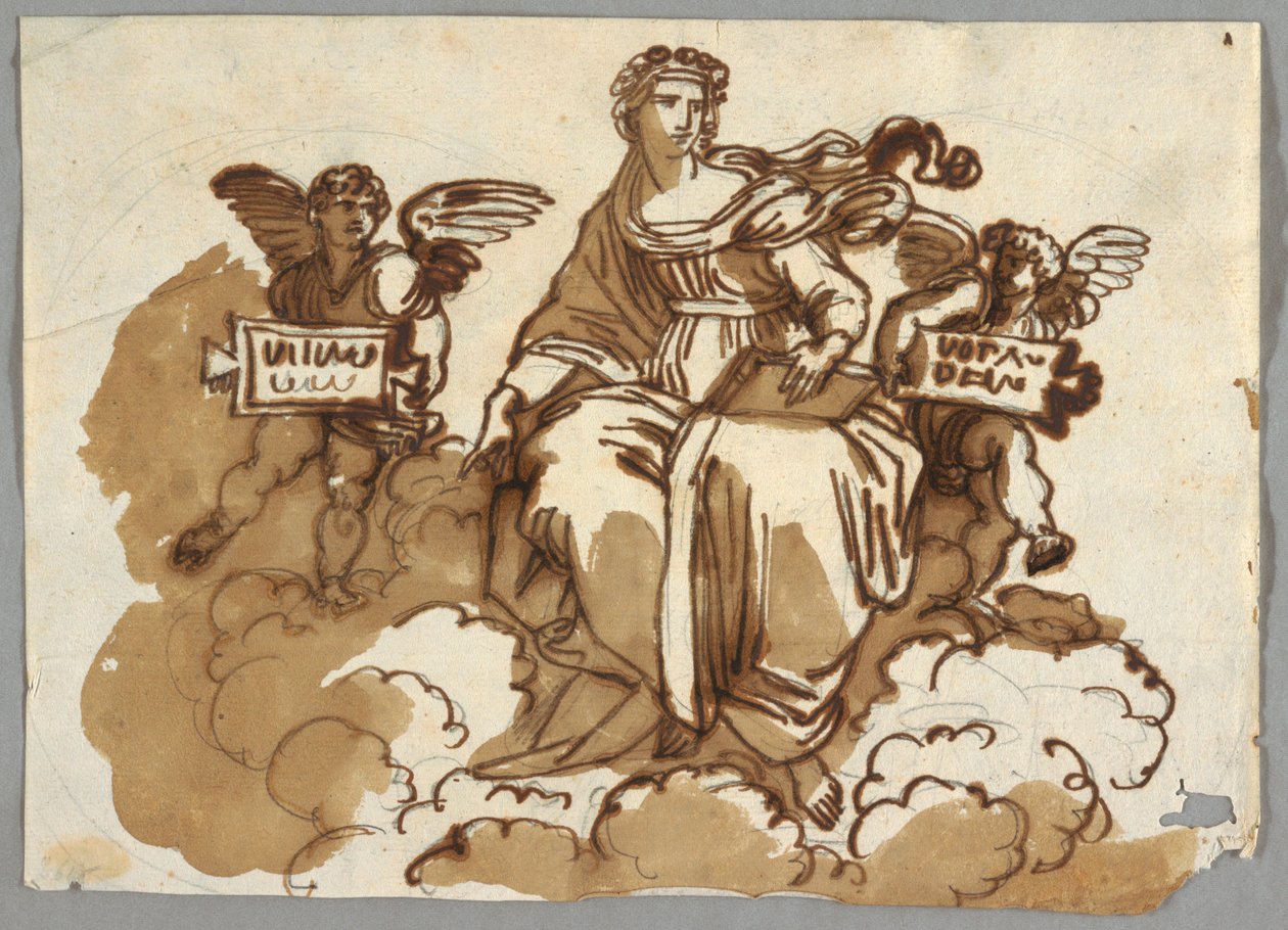 Theologie, naar Raphael Sansio, Stanza della Segnatura, Vaticaan door Felice Giani