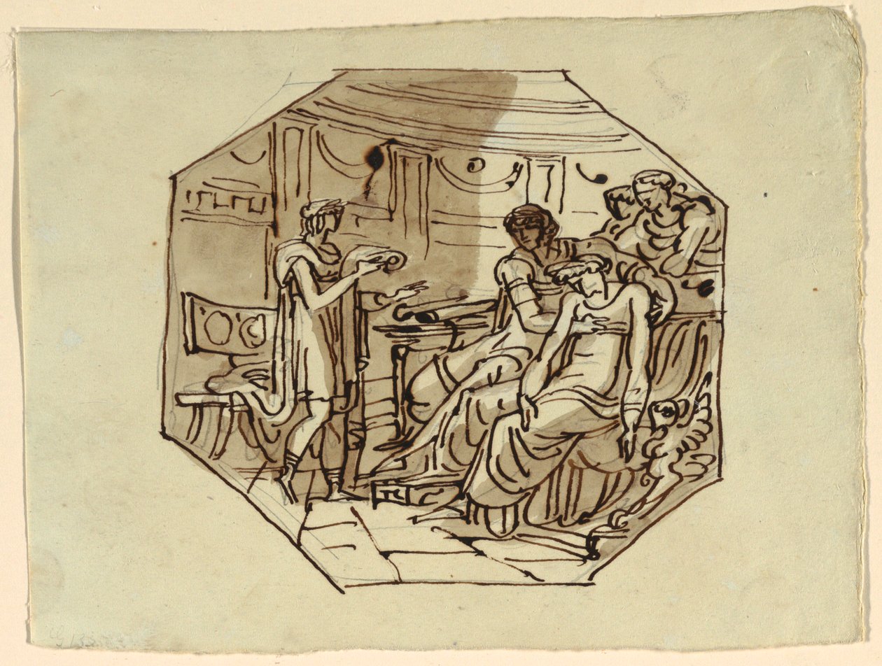 Vergilius Leest de Lofrede van Marcellus aan Lucretia en Augustus, Palazzo Cavina, Faenza door Felice Giani
