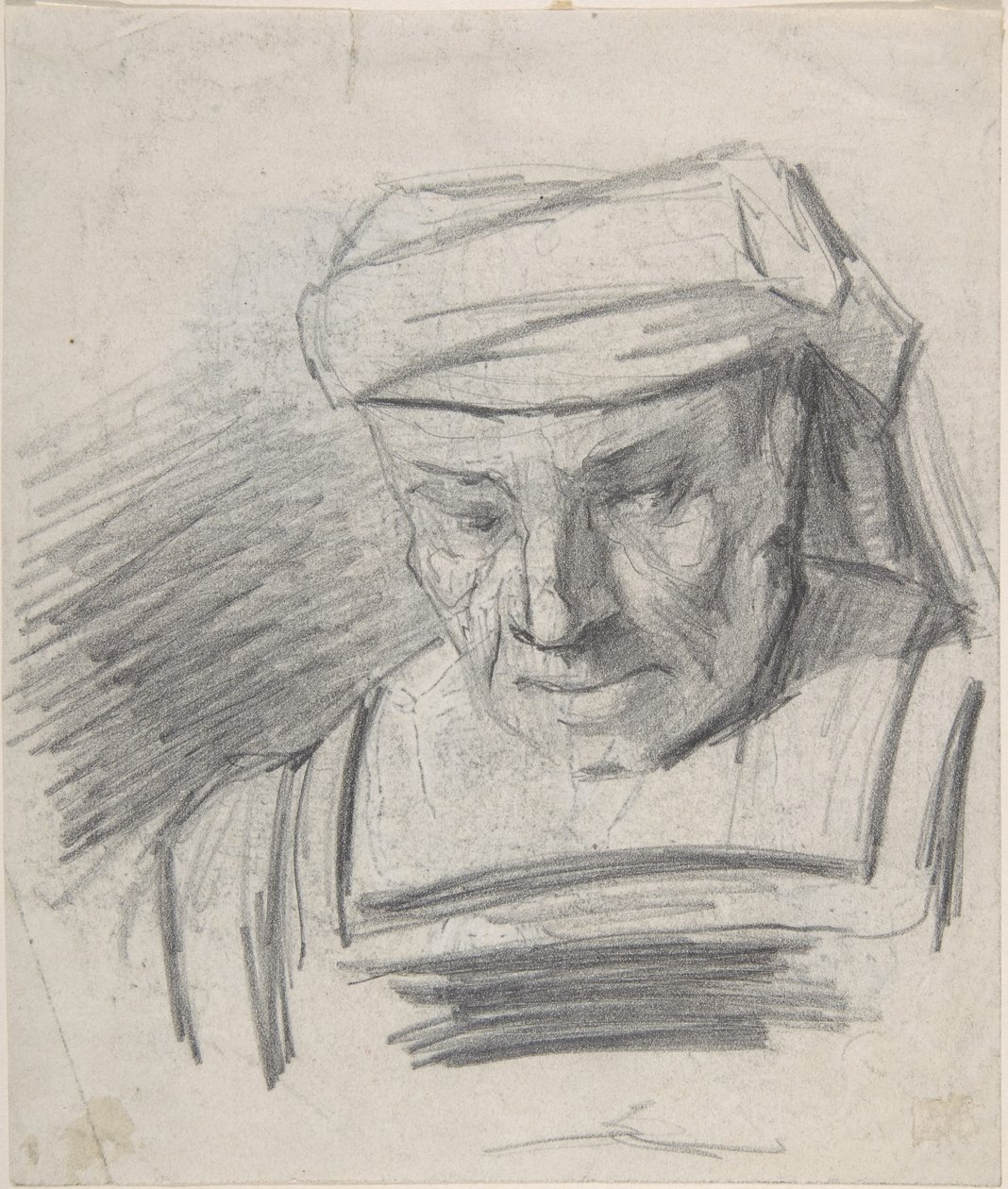 Hoofd van een figuur met een tulband door Félicien Rops