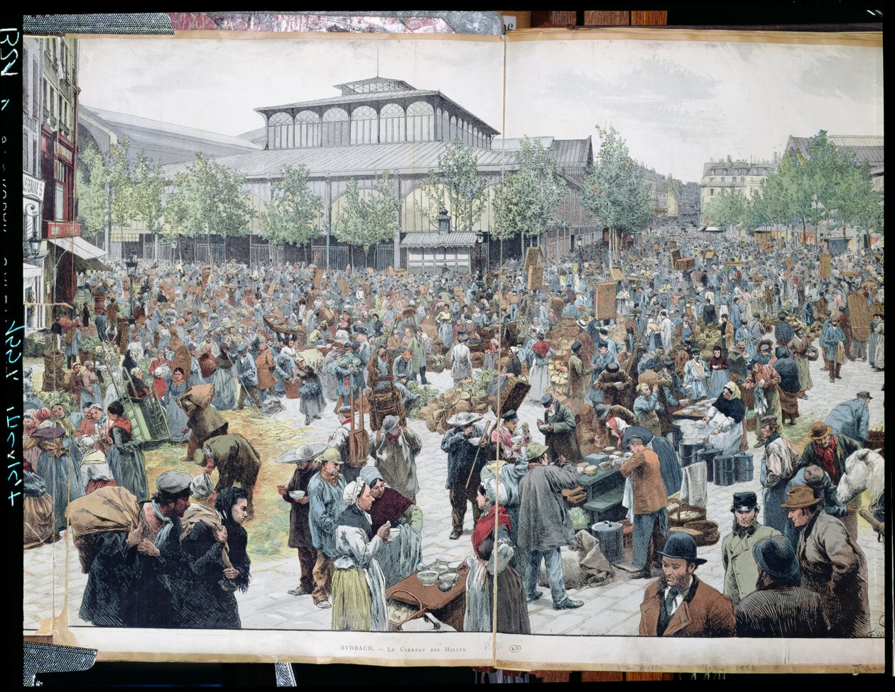 Uitzicht op Les Halles, 1885 door Felicien baron de Myrbach Rheinfeld