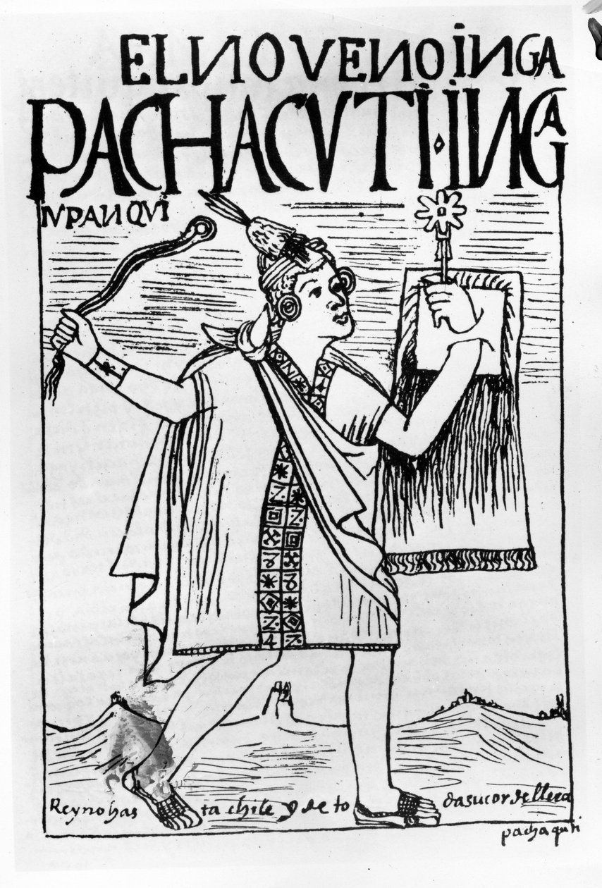 Pachacuti Inca, de negende Sapa Inca door Felipe Huaman Poma de Ayala