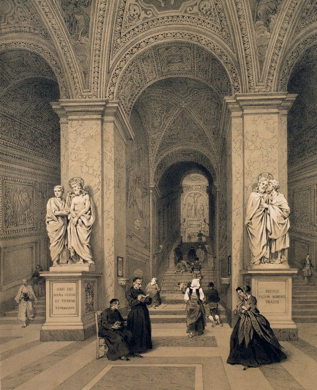 De heilige trap van het Santi Heiligdom in Rome, illustratie uit het album 