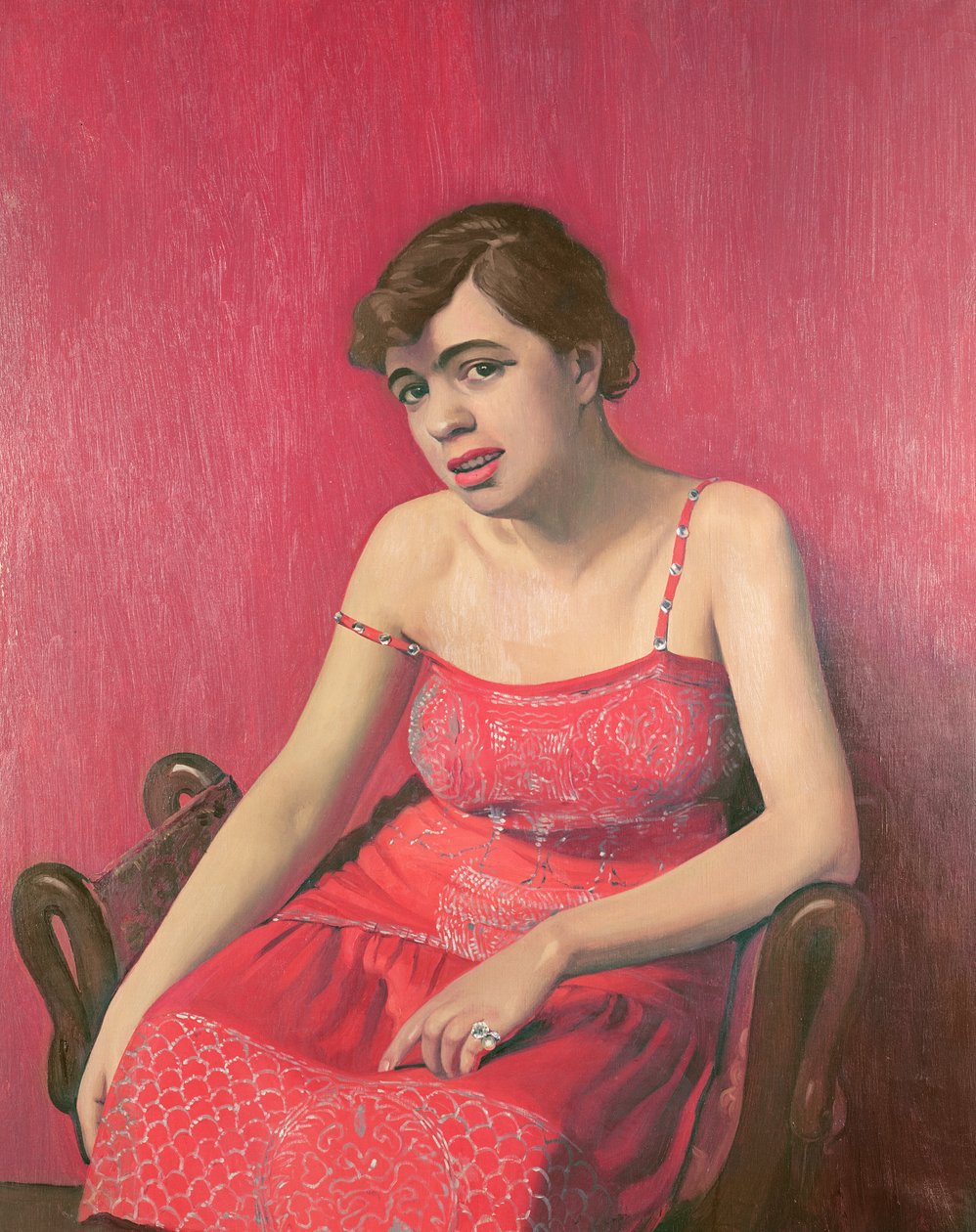 Roemeense vrouw in een rode jurk, 1925 door Felix Edouard Vallotton