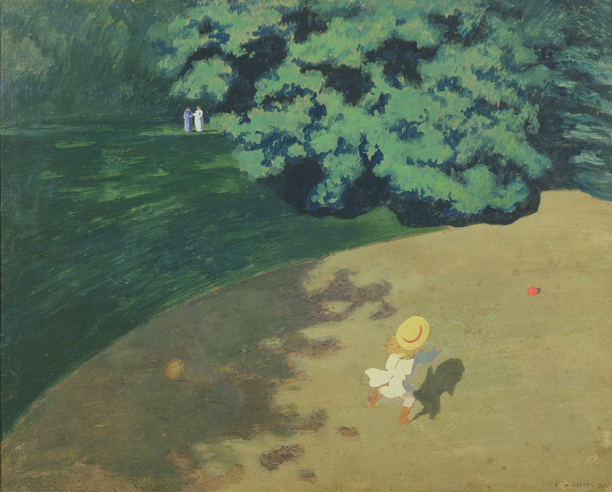 De Ballon of Hoek van een Park met een Kind dat met een Ballon speelt, 1899 door Felix Edouard Vallotton