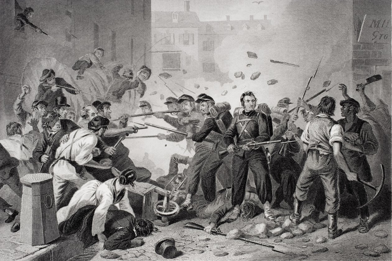 Massachusetts militie trekt door Baltimore, Pennsylvania, 1861 door Felix Octavius Carr Darley