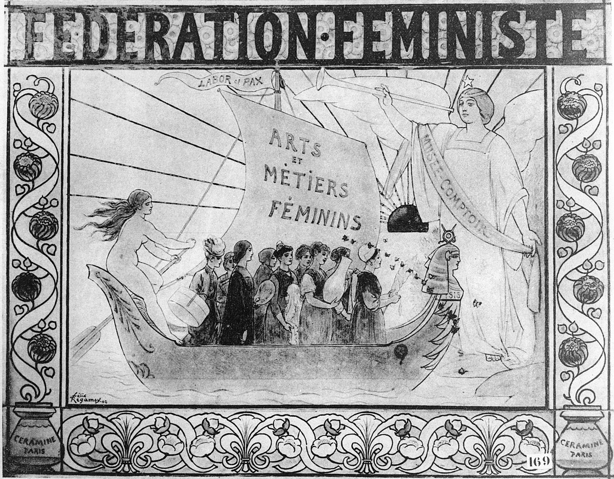Poster ter promotie van de Feministische Federatie, gedrukt door Ceramine, Parijs, 1902 door Felix Regamey