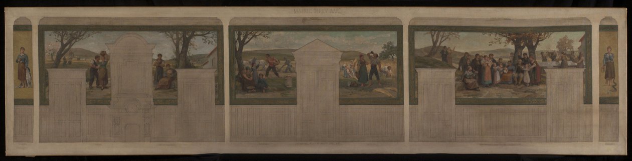 Schets voor de trouwzaal van het stadhuis van het 15e arrondissement: Trouw. Liefde. Moederliefde. Het zaad. De bekroning van het leven. Midlife. Voorzichtigheid door Felix A.M. (after) Jobbe Duval