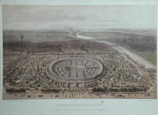 Algemeen overzicht van de Wereldtentoonstelling in Parijs in 1867, genomen vanaf de Rapp-poort door Felix Benoist