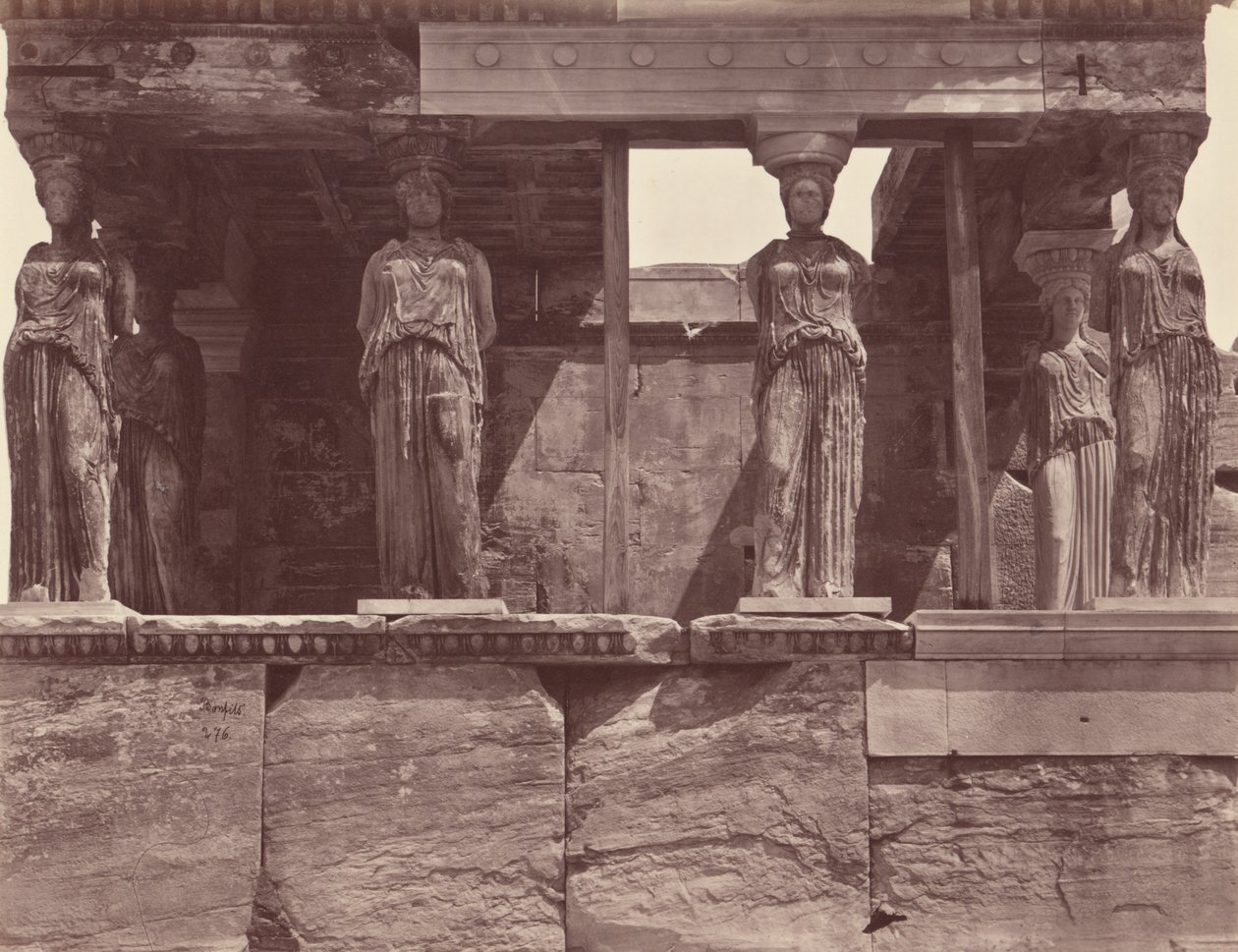 Kariatiden van de tempel van het Erechtheion - Athene door Félix Bonfils