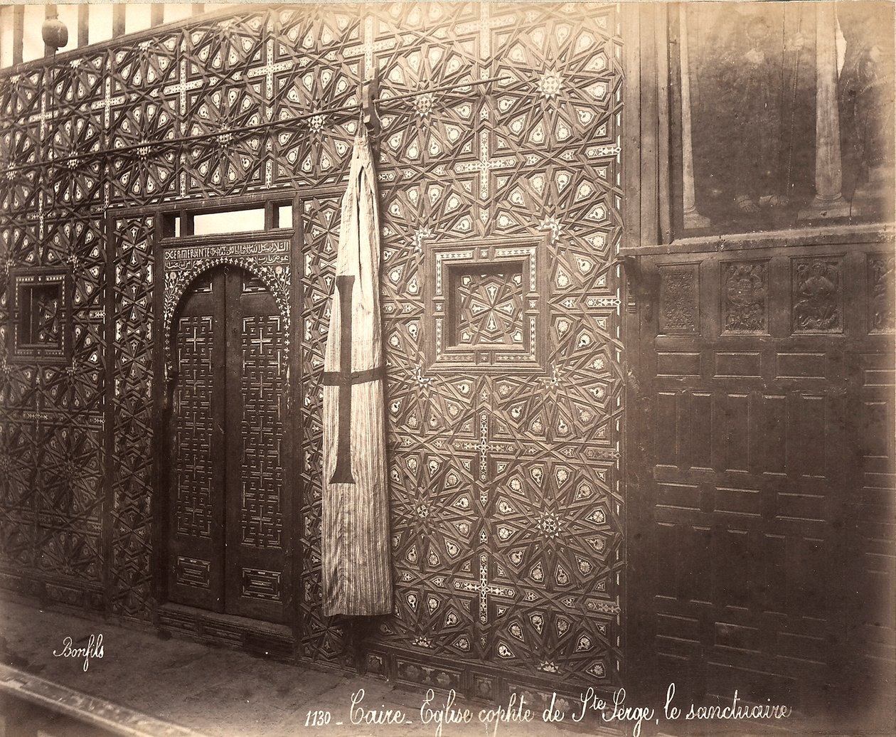 Iconostase van de Koptische kerk van St Sergio in Caïro door Félix Bonfils