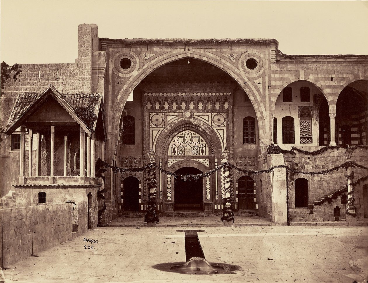Interieur van een huis (Damascus) door Félix Bonfils