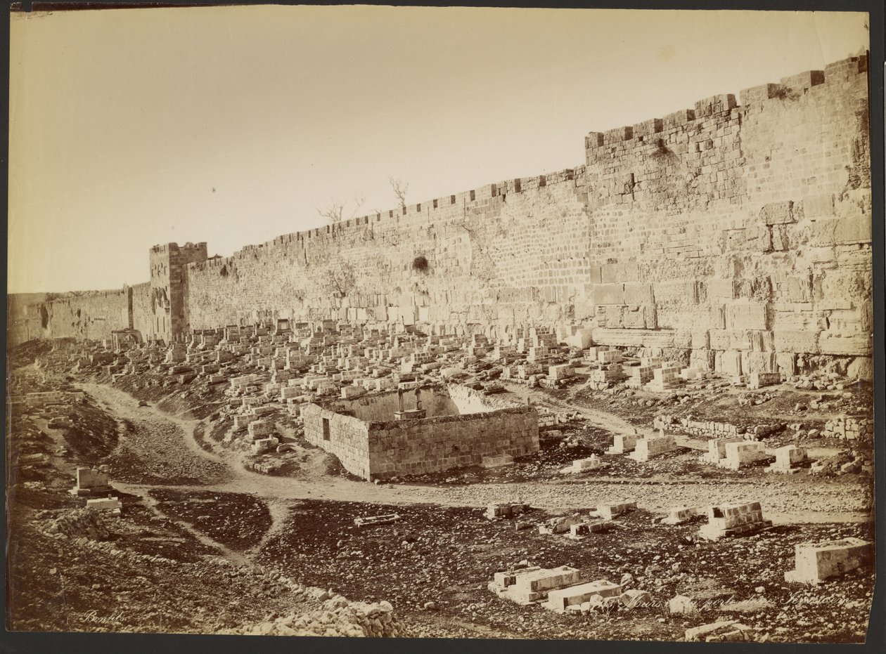 Muur en Gouden Poort, Jeruzalem door Félix Bonfils