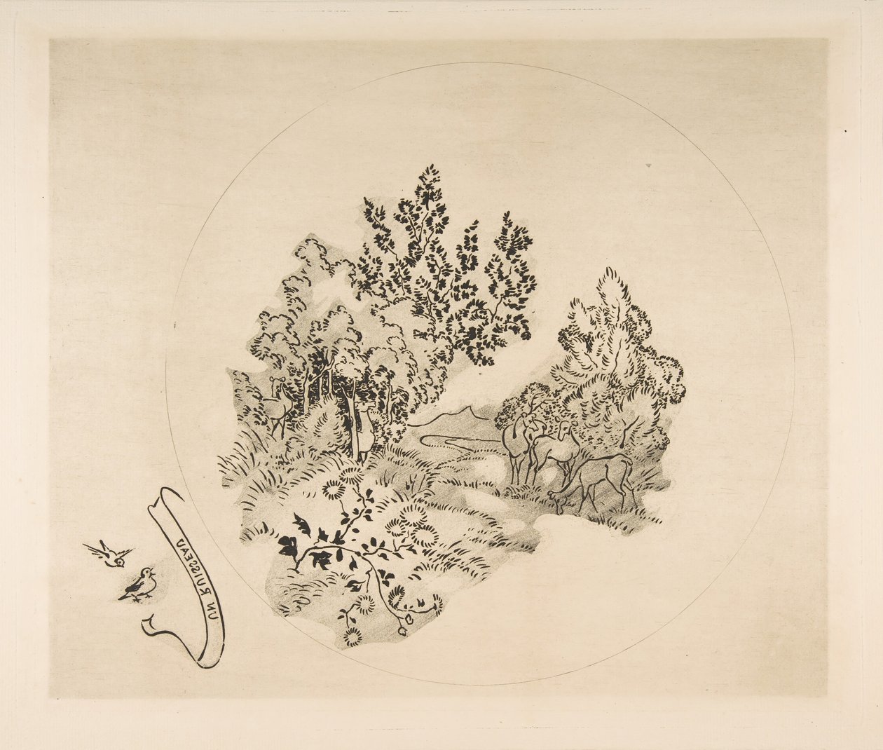 Decoratie voor een Bord: Een Stroom, 1870 door Felix Bracquemond